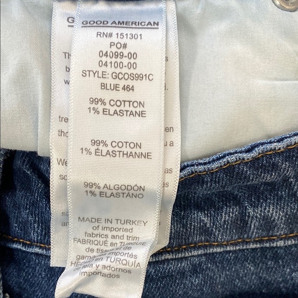 Good American Good Cutoff Denim Shorts Frayed Hem Blue 464 Size 4/27 - Picture 7 of 9